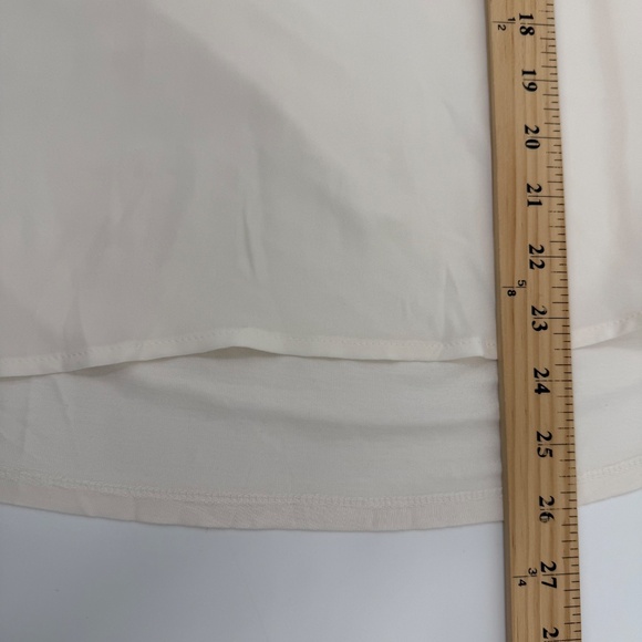 Loft Top Women XXL NEW Ivory Short Sleeve Sheer V Neck Office Neutral Peasant - Picture 11 of 12